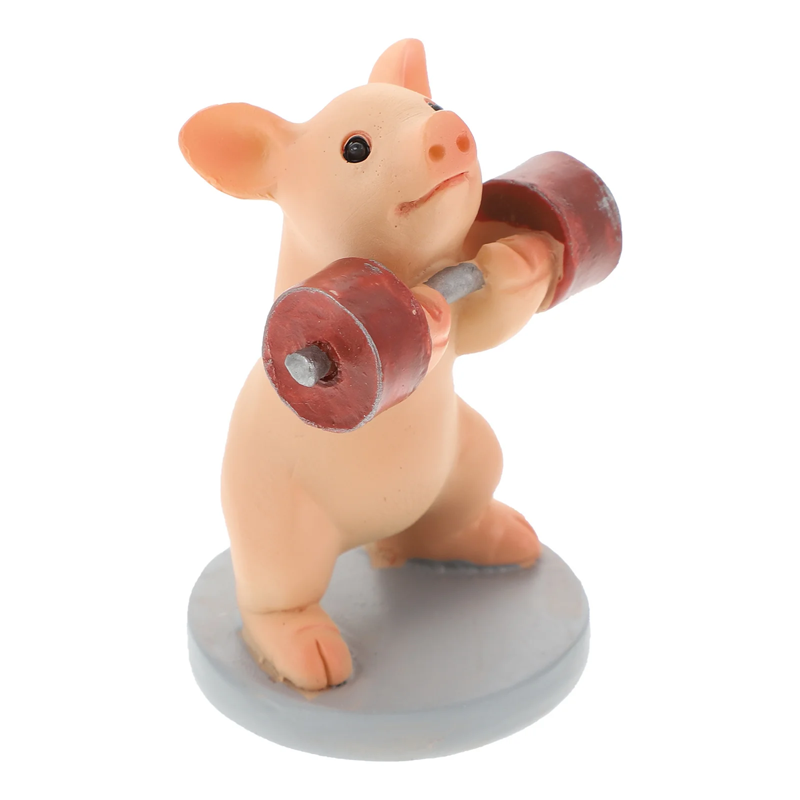 

1Pcs Small Cartoon Pig Resin Craft Desktop Ornament Stable Design Lifting Dumbbell Decor Resin Craft Adornment