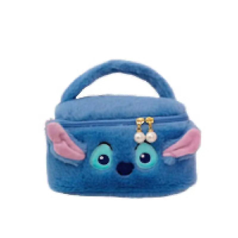 Disney Stitch Makeup Bags for Women Lilo and Stitch Portable Bucket Bag Girls Large Capacity Travel Storage Bags Plush Handbag