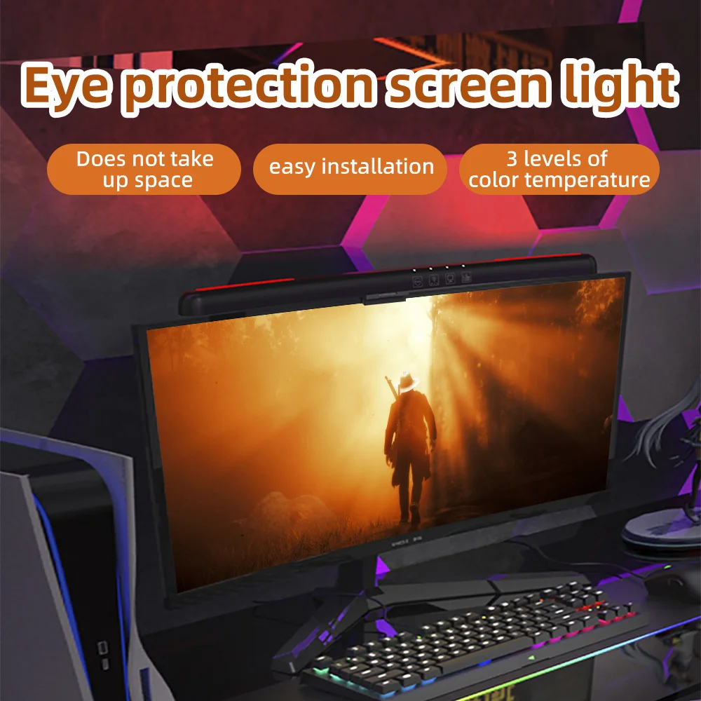 7 Color RGB Curved Screen Light Bar Stepless Dimming Screen Hanging Light Atmosphere LED Laptop Computer Table Lamp Monitor