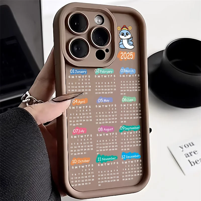 2025 New Year Calendar Soft Silicone Phone Case For iPhone 14 16 13 11 12 15 Pro Max 7 8 Plus XR XS X SE 2020 Shockproof Cover  