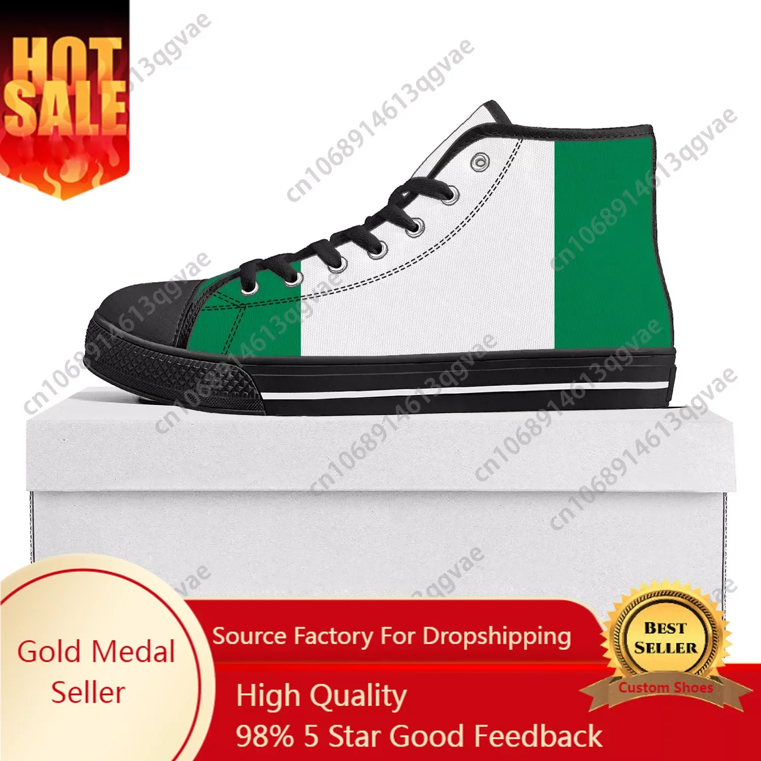 Nigerian Flag High Top High Quality Sneakers Mens Womens Teenager Canvas Sneaker Nigeria Casual Couple Shoes Custom Shoe