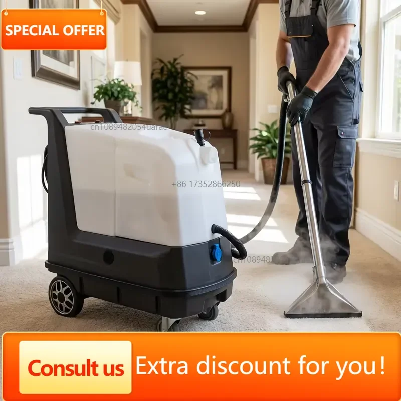 55L Dual Motor Commercial Steam Cleaner Adjustable Pressure For Carpet Sofa Mattress Curtain Car Interior Cleaning