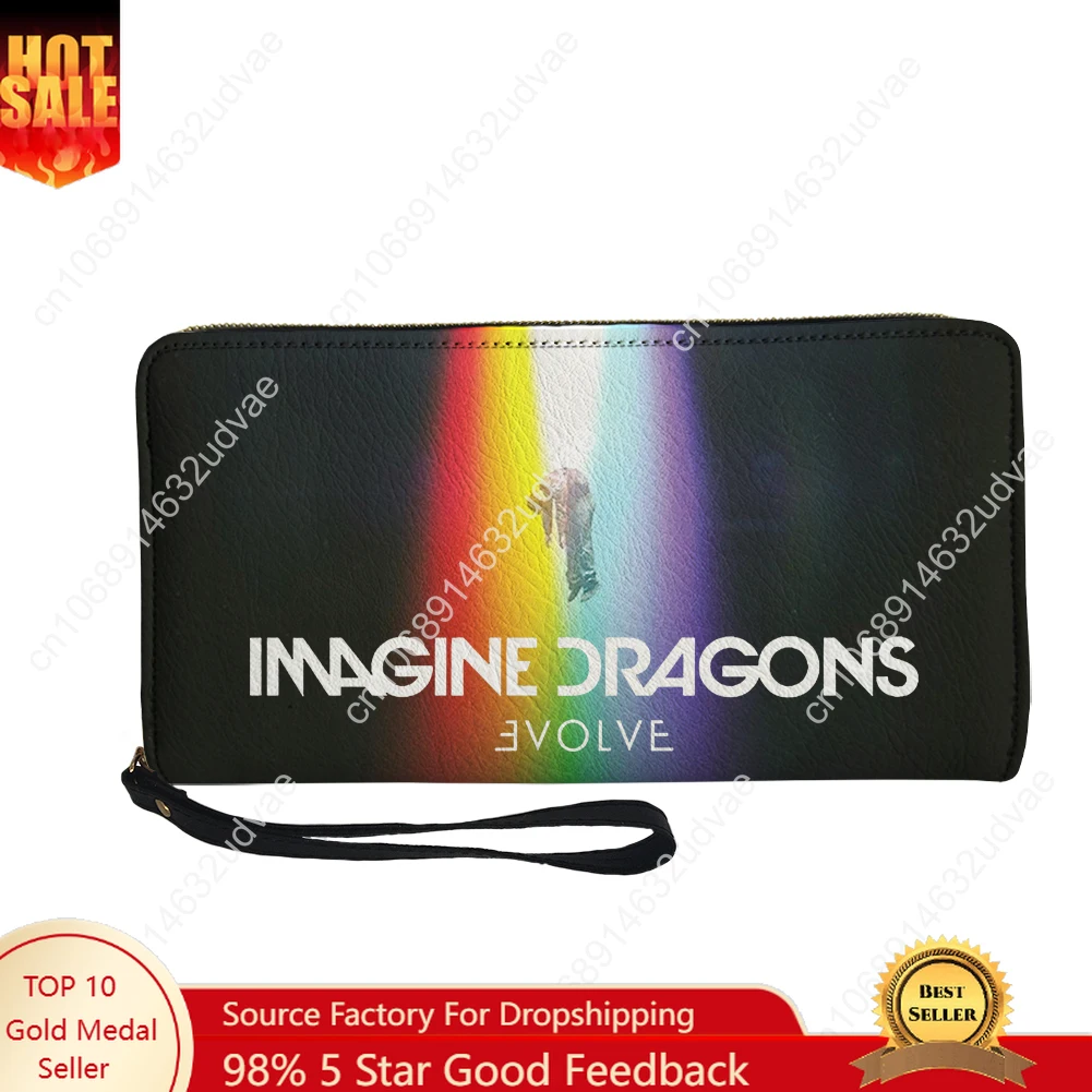 

Imagine Dragons Wallet Purse Mens Womens Teenagers Zipper Long Wallets Double Commuter Personalized Portable Wallet Gift Bag