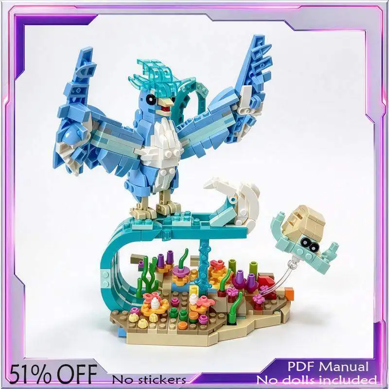 466PCS MOC Legendary Ice Bird And Ancient Shell Beast Building Blocks Model Custom Puzzle DIY Assembly Educational Toy Gift