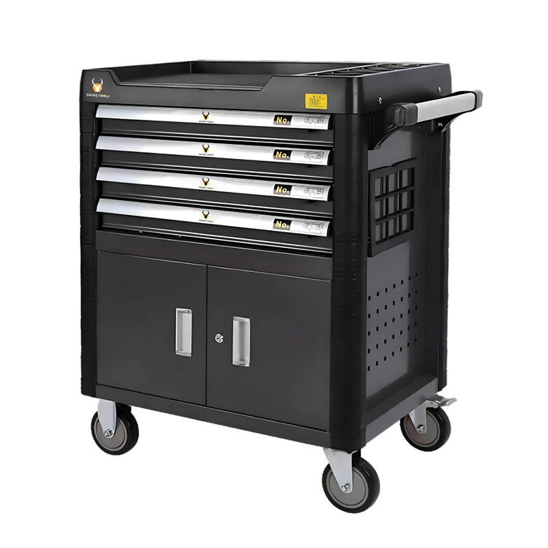 Professional steel toolbox 4 drawers 254 tools, with wheels OEM/OBM/ODM customizable, suitable for workshop, garage
