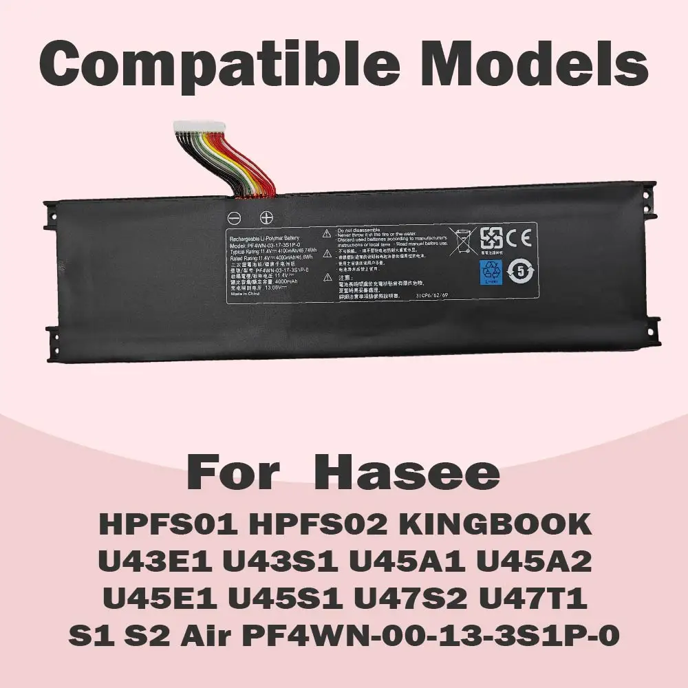 PF4WN-03-17-3S1P-0 PF4WN PF4WN-00-13-3S1P-0 New Laptop Battery for Hasee KINGBOOK U45 A1 U43E1 U43S1 U47T1 Engine M142 Freetools