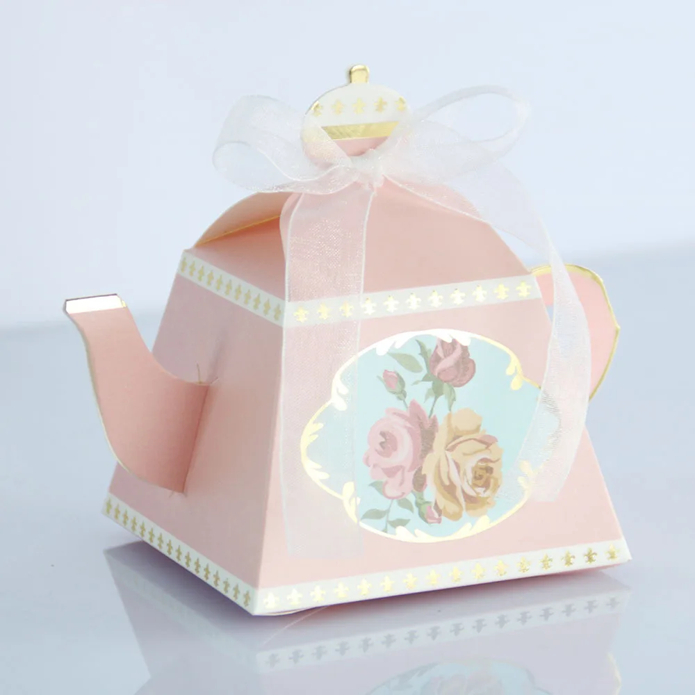 10Pcs Creative Teapot Shape Candy Boxes Paper Gifts Box Wedding Birthday Party Baby Shower Favors Decorations Gifts for Guests