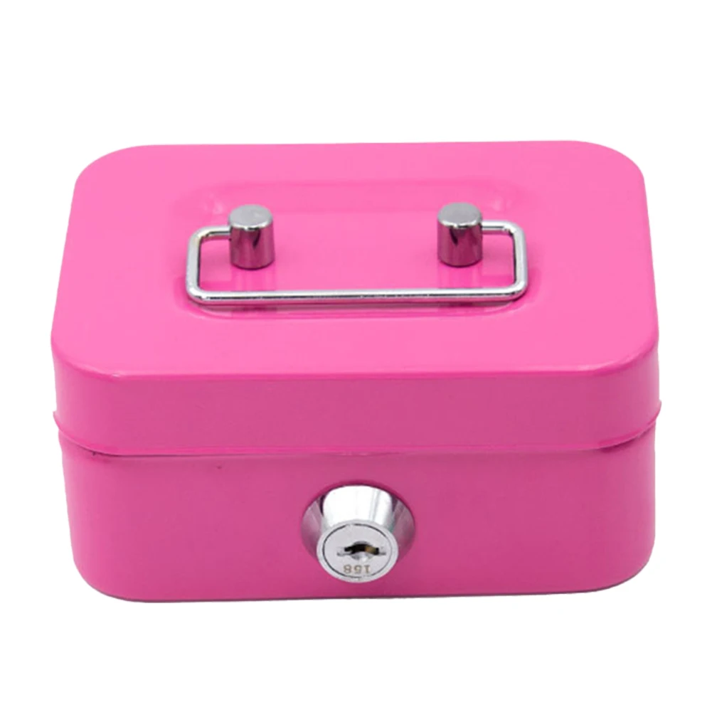 Metal Money Saving Box with Key Lock Coin Container 4.53x3.78x2.28inch Money Organizer Small Storage Box for Adults and Kids