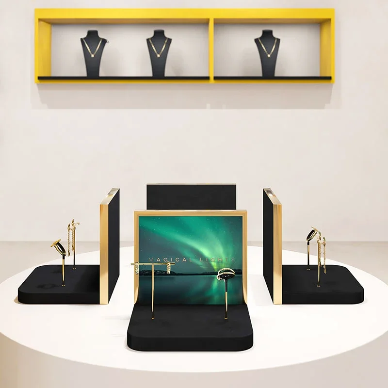 Light luxury jewelry display stand, earrings, rings, high-end showcase, live streaming jewelry display props