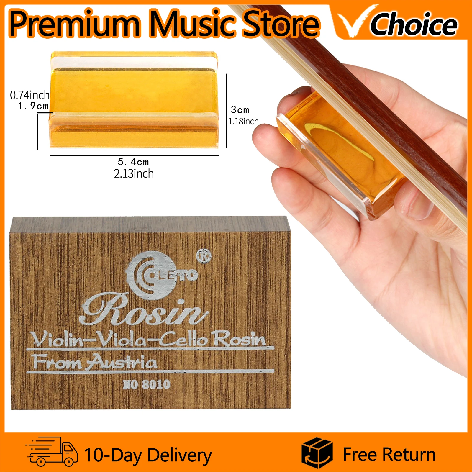 LETO Resina de Colofonia para Violín 8010, Resina de Colofonia para Violín, Viola, Cello, Cuerdas de Erhu, Arcos Negros, Resina de Pino, Colofonia, Mejora la Sensibilidad