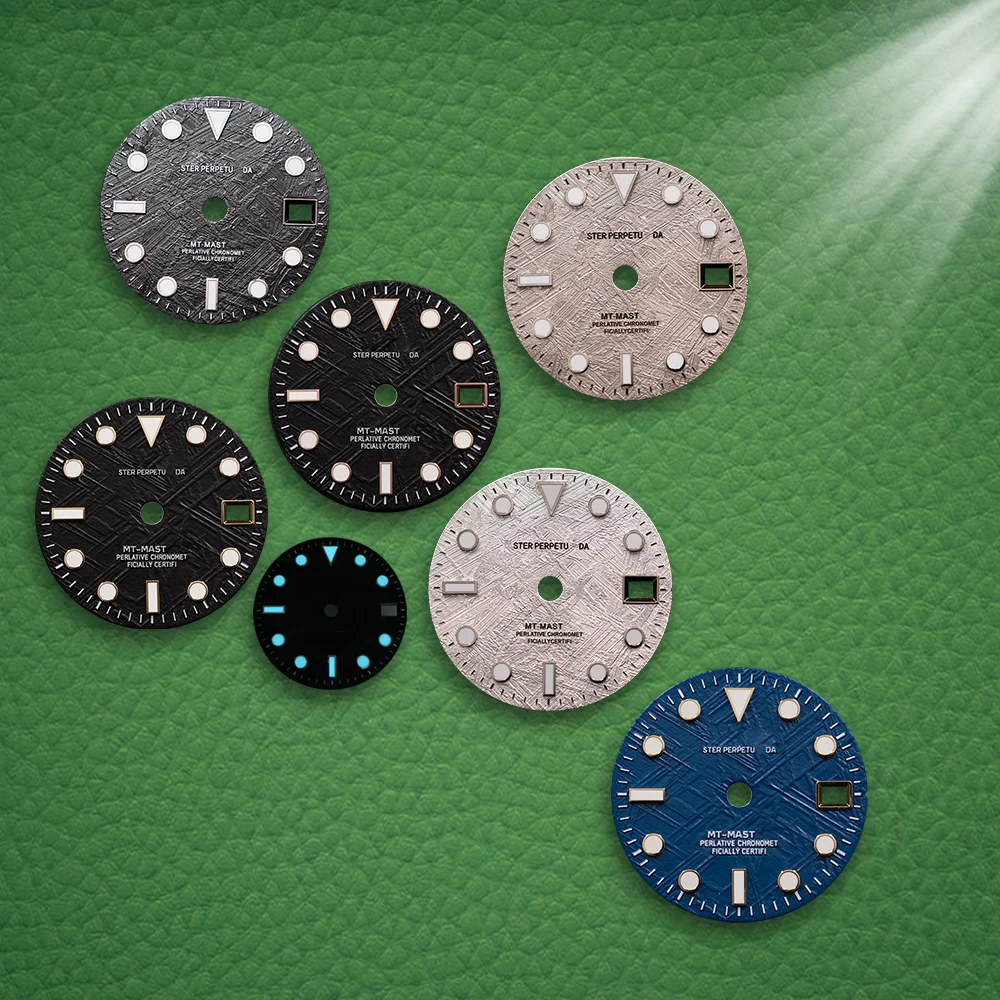 

28.5mm S Logo New GMT Meteorite pattern Dial Ice Blue Luminous Fit NH34 Movement Watch Modification Accessories ﻿ ﻿
