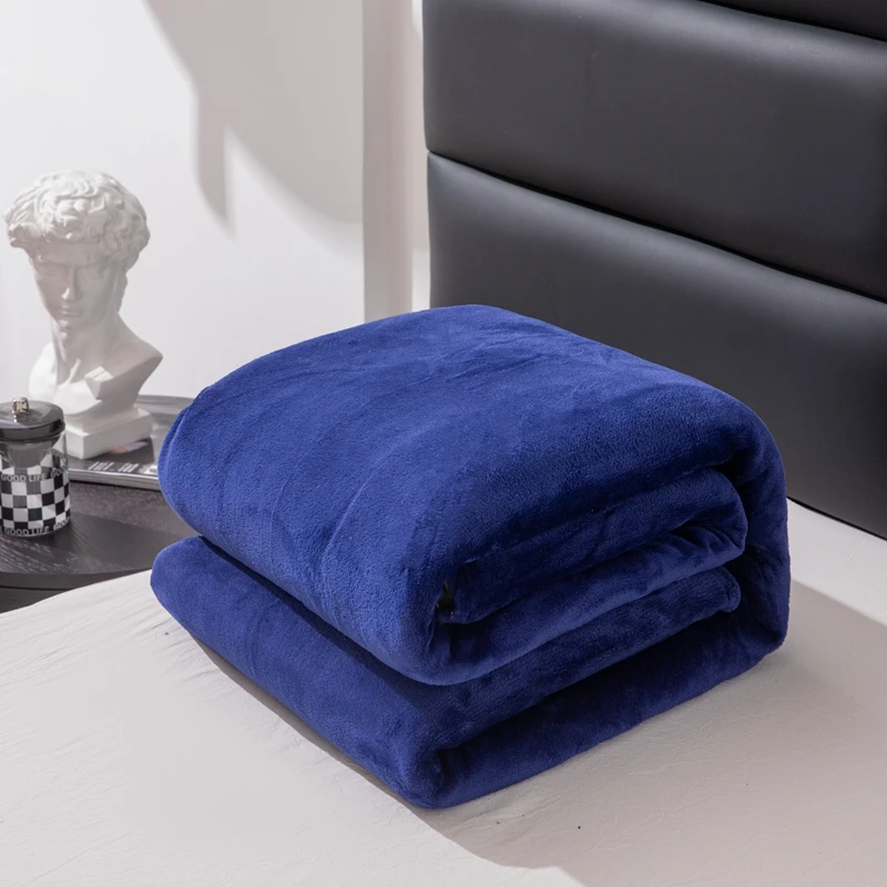 Flannel Fleece Blanket for Beds Solid Color Plain Winter Blanket Single/Queen/King Warm Soft Nap Blanket Manta Plaids for Winter