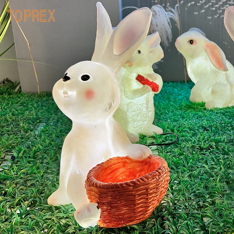 

Gardening Animal Garden Decor Creative Ornaments Resin Animal Fiberglass Rabbit Sculpture Chinese New Year Rabbit Decoration