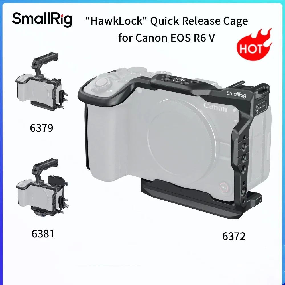 SmallRig 6372 Quick Release Camera Cage For Canon EOS R6 V Arca-Swiss Plate Lifting Handle V-Port Mount Cold Shoe