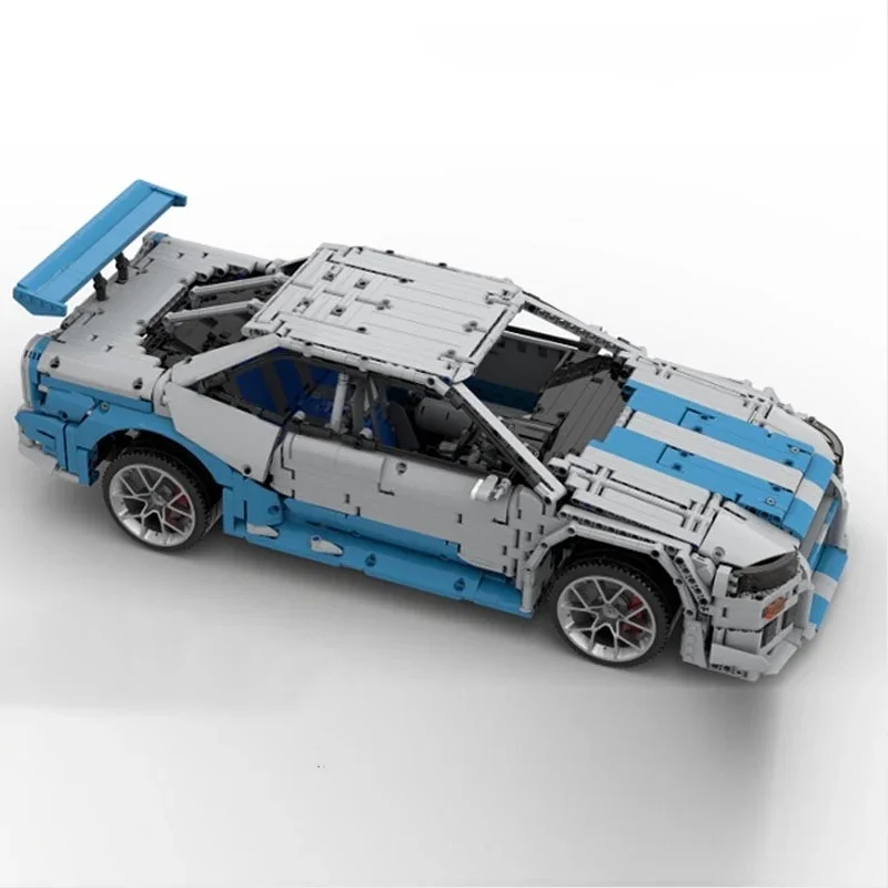 Moc 1:8 Scale Skyline GT-R R34 Supercar Motorsport Model Building Blocks Children\'s Toy MOC-SY002