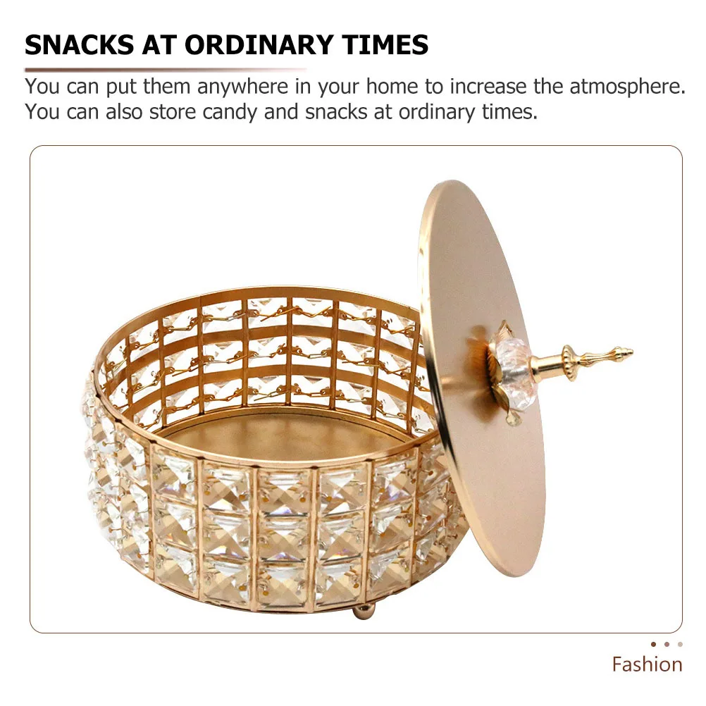 1Pcs Glass Candy Jar Fruit Tray Golden Lid Retro European Style Multipurpose Storage Container for Home Kitchen Use