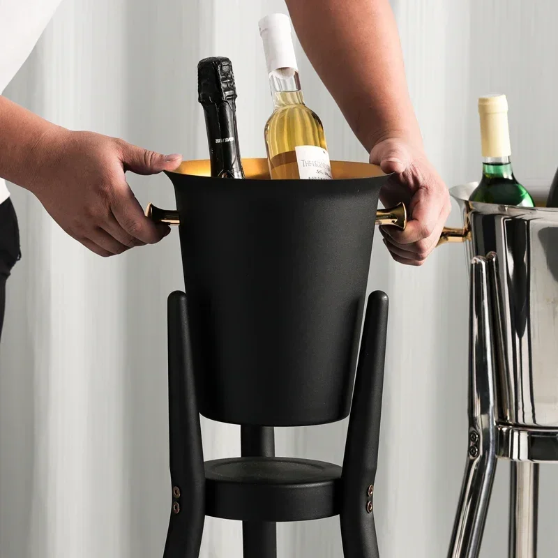 Luxury Stainless Steel Champagne Cooler with 3-Legged Floor Stand Ice Bucket for Wine Beverage Chilling Perfect for Bar Club Par