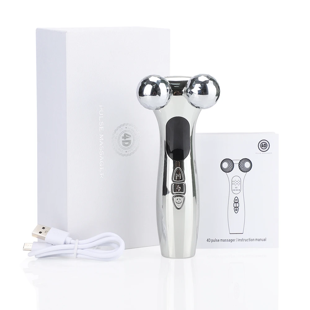 EMS Pulse Face Roller Massagegerät Kinnreduzierer Mikrostrom V-Linie Facelift Maschine Vibration Elektrisches Gesichtsmassagegerät Anziehen