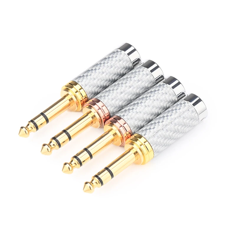 

Hi-end 4PCS HiFi 6.5mm Audio Plug Carbon Fiber Gold-plated 6.5mm TRS Jack Connector for Speaker Adapter Cable