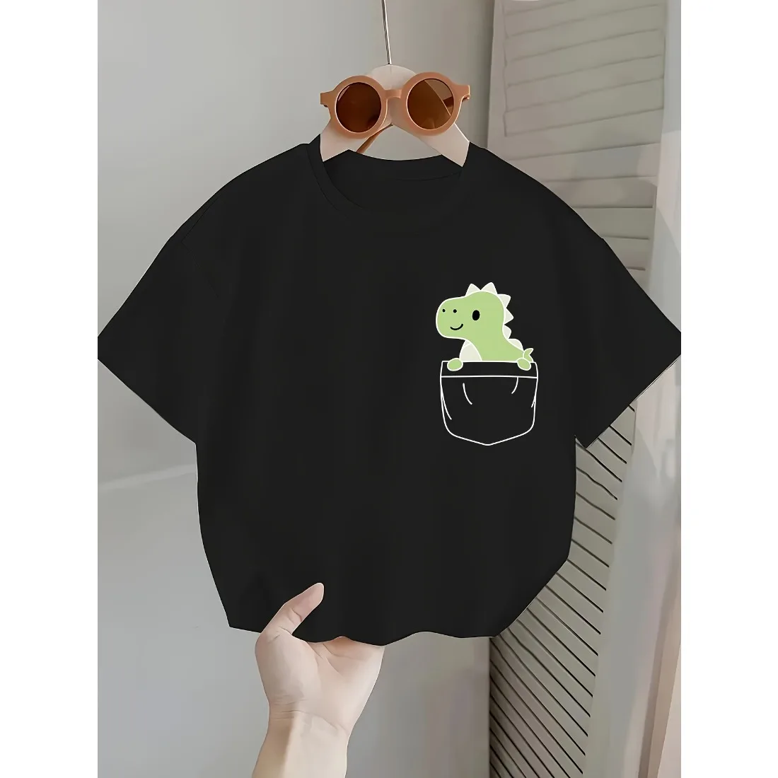 Children's T-shirt Loose Comfortable Soft Skin Friendly Lightweight Simple Cute Eye-catching Anime Cartoon Dinosaur Pattern Top