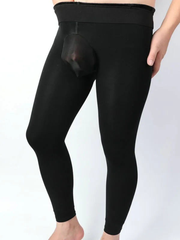 Leggings da uomo esotici autunnali e invernali con isolamento in peluche tinta unita collant sexy e spessi semplici e confortevoli 08 c1