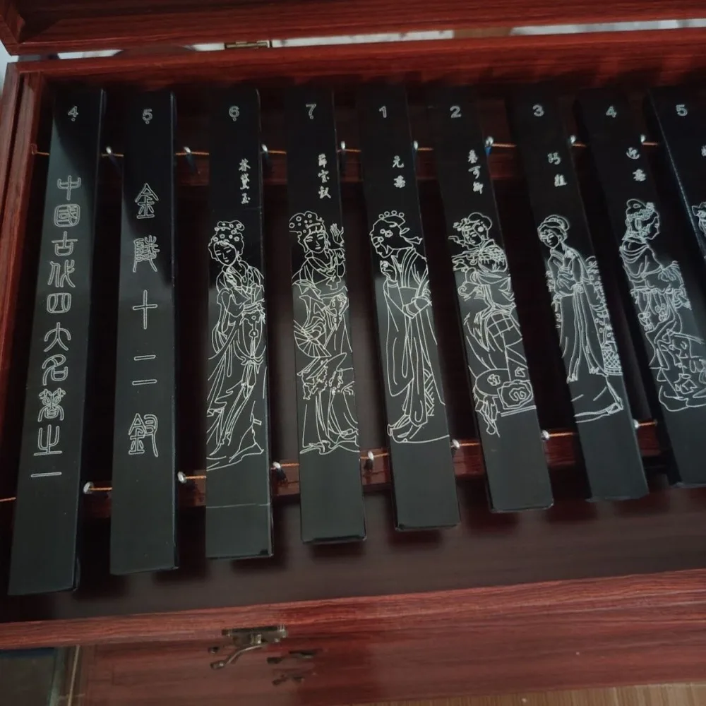 Lingbi Stone Zither Bells Sound Therapy 16-piece Chime Stone Zither and Yoga Meditation Traditional Chinese Musical Instrument