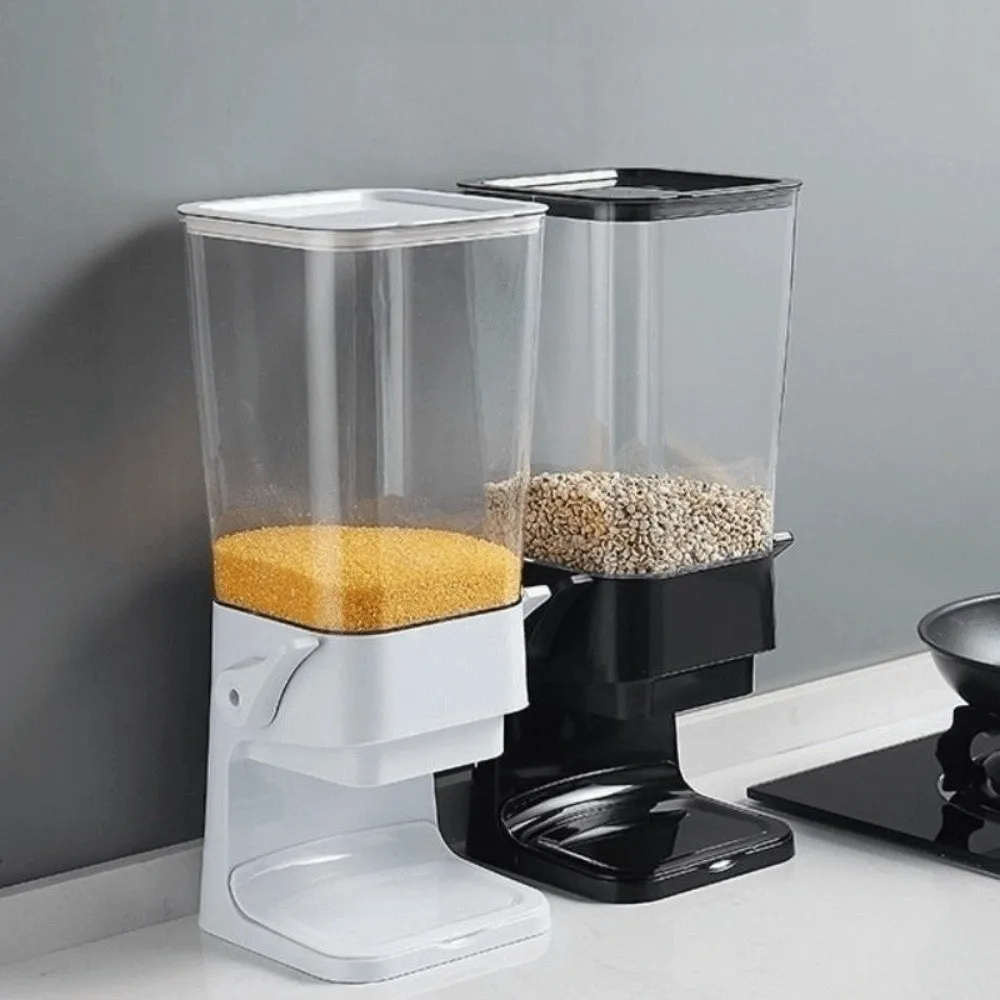 

5.5L Countertop Cereal Dispenser Plastic Large-capacity Grain Oatmeal Dispenser Trap-door Design Clear Candy Powder Storage Tank