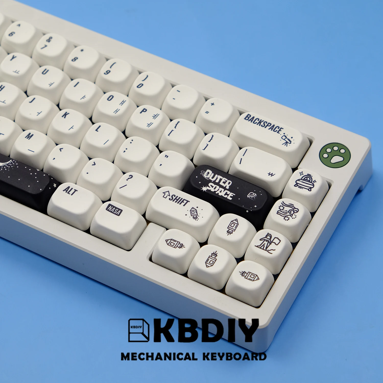 KBDiy 135 Keys/Set PBT KOA Keycaps Korean Custom White Outer Space Keycap for Mechanical Keyboard Gaming Key Caps for GMK75 K500