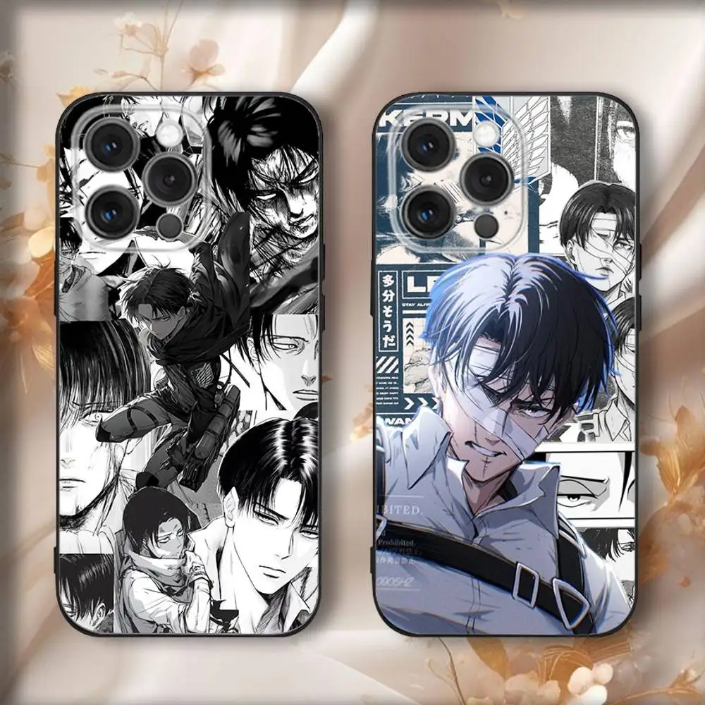 

Anime L-Levi A-Ackermans Phone Case For iPhone16,15,14,13,12,11,Pro,Max,Plus,X,XS,SE4,E,Mini,Soft Black Case