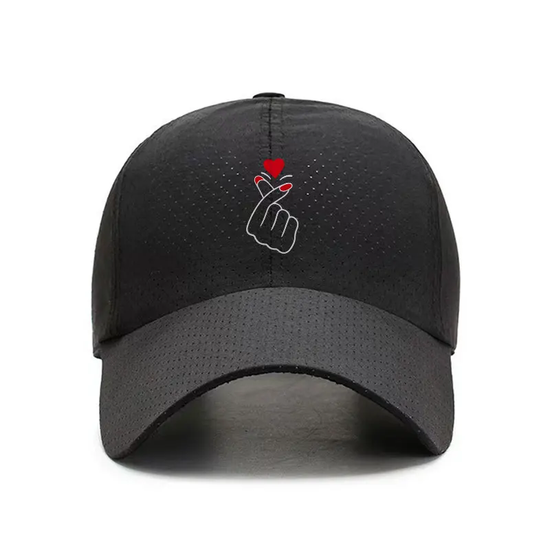 Finger Heart Pattern Quick Dry Baseball Cap Outdoor Sports Casual Sun Hat for Men and Women