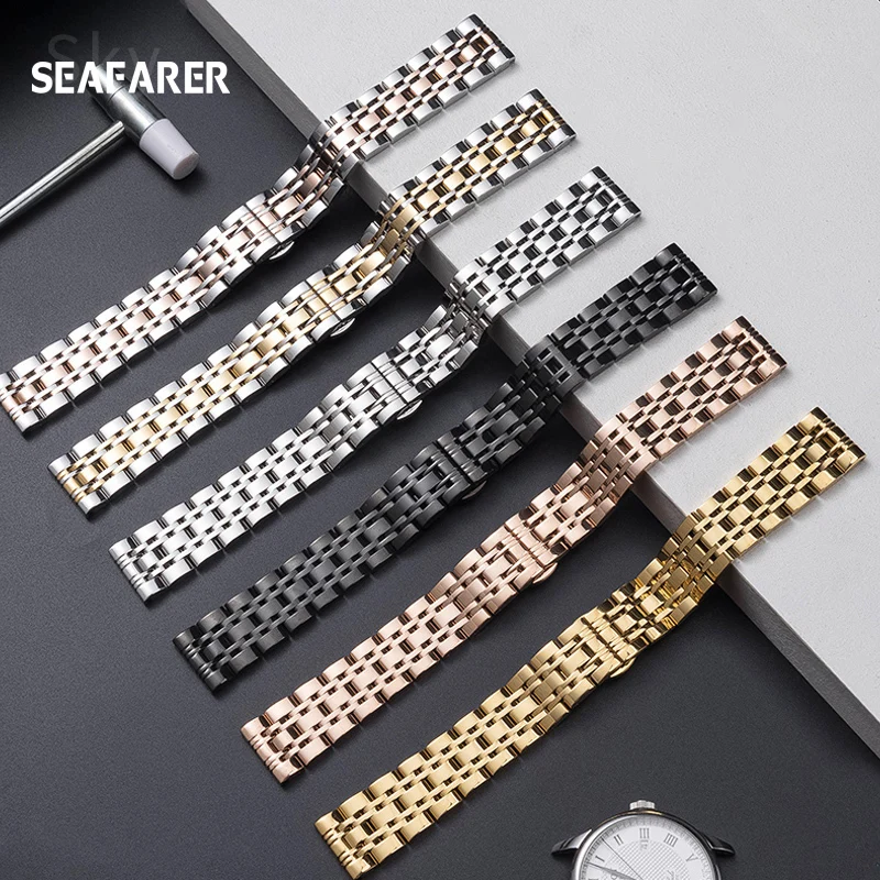 Watch Band Strap Solid Stainless Steel Watchband Bracelet For Longines Tissot Casio Omega 12 14 15 16 17 18 19 20 21 22 23 24mm