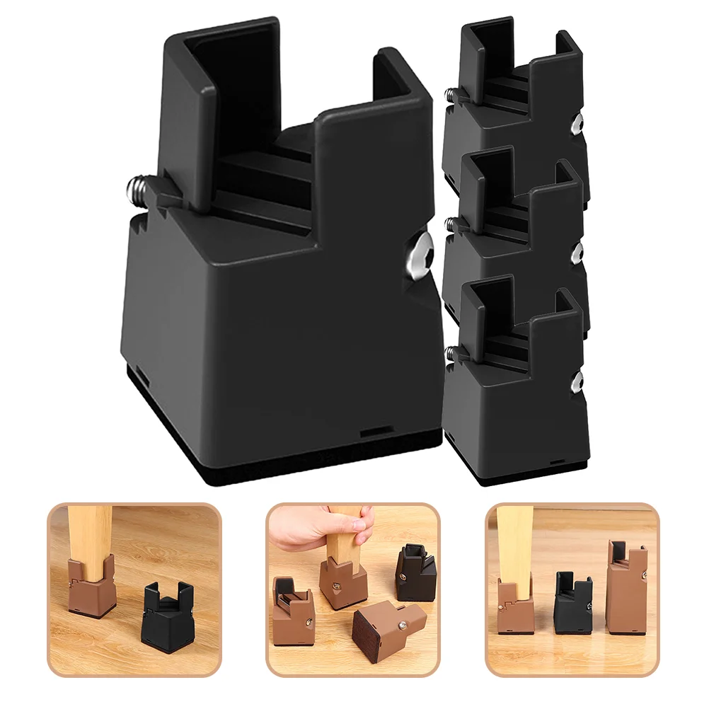 4 Pcs Heightened Table Mat Furniture Leg Increaser Bed Lifts Risers Adjuster for Couch Legs Velvet Raising Blocks