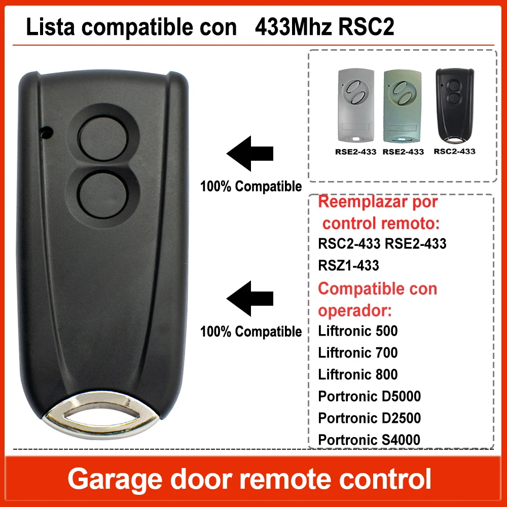 RSC2 RSE2 Garage Remote Control Comaptible With Liftronic 500 700 800 Garage Door Opener Controller