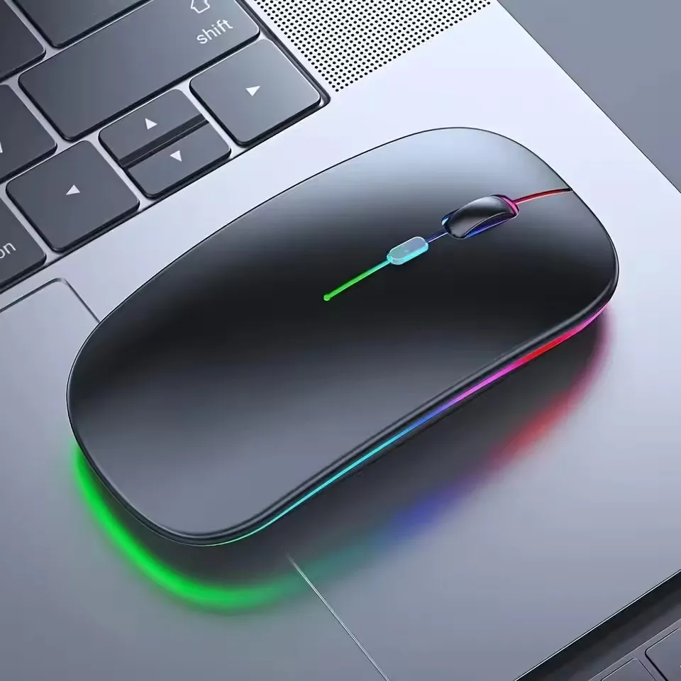 Mouse Sem Fio para Jogos com Luz de Fundo, Compatível com USB, RGB, Recarregável, Silencioso, Ergonômico para Laptop e PC