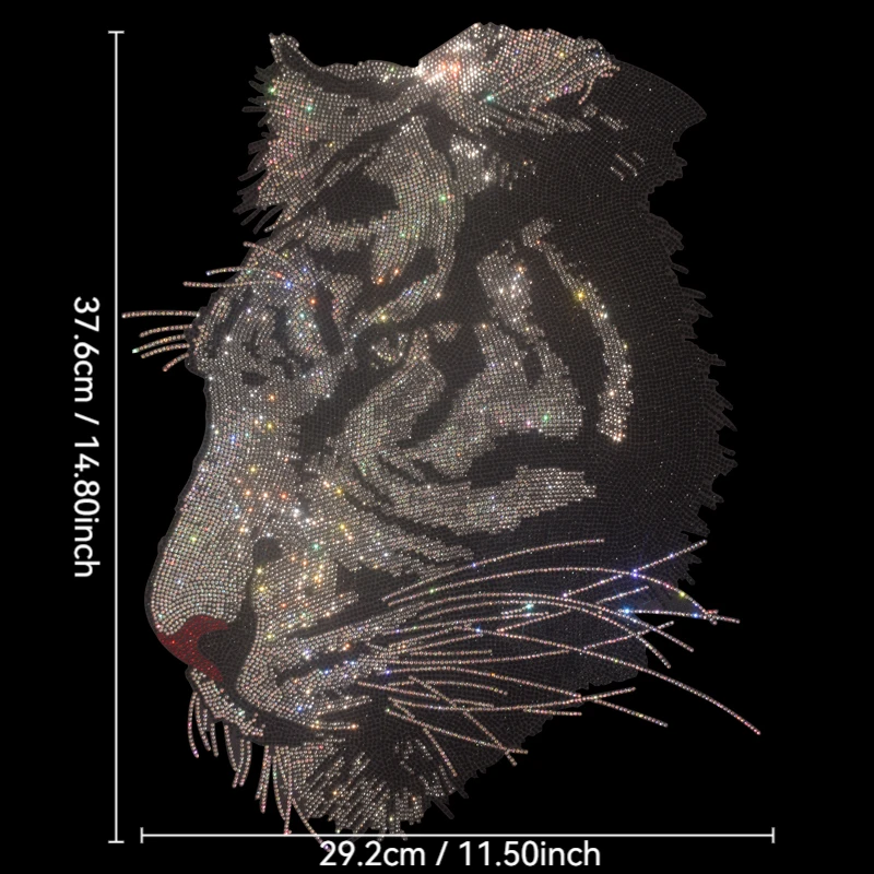 

Белая голова тигра с бриллиантами и стразами и блестками, одежда «сделай сам», футболка, декоративная нашивка, аксессуары для одежды