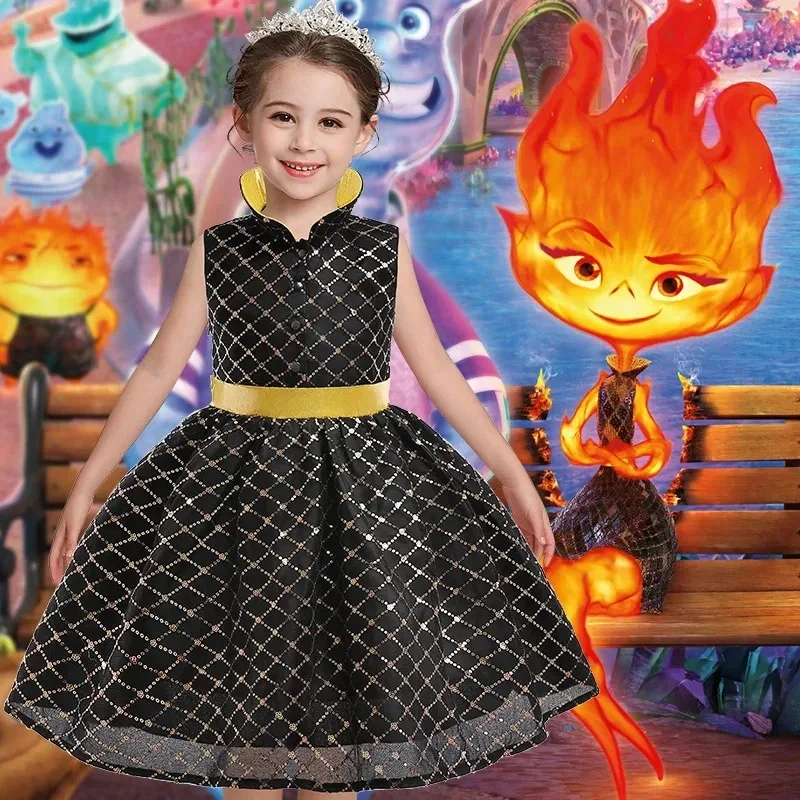

Elemental City Cosplay Halloween Cos Animated Children Kids Birthday Party Cosplay fire elements clothing
