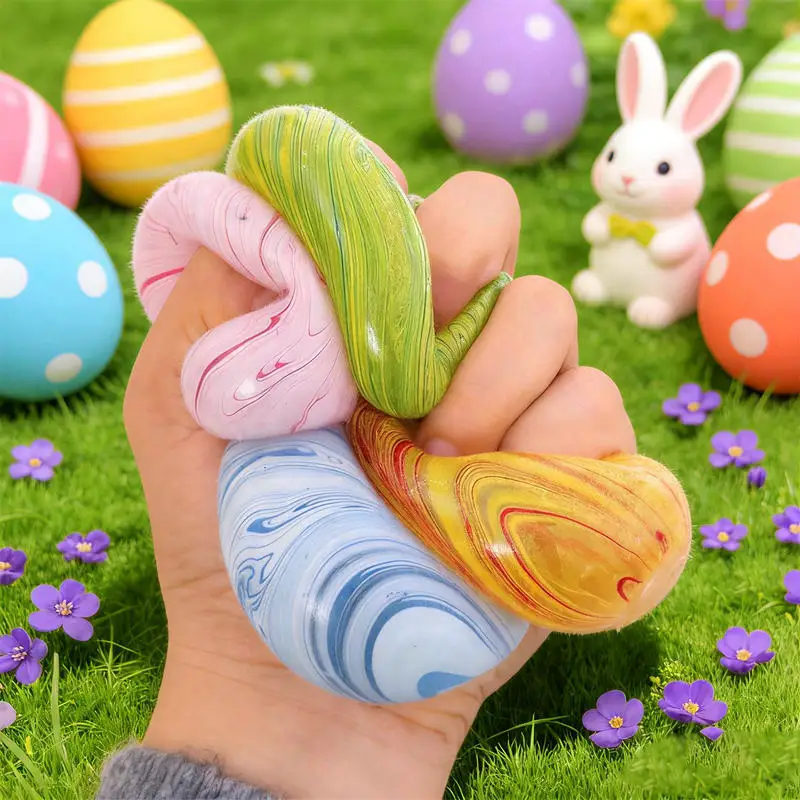جديد عصري ملون الريوليت البيض العجين كرات عيد الفصح المحمولة لعبة تخفيف التوتر بسط الإجهاد الكرة لعبة ممتعة هدية