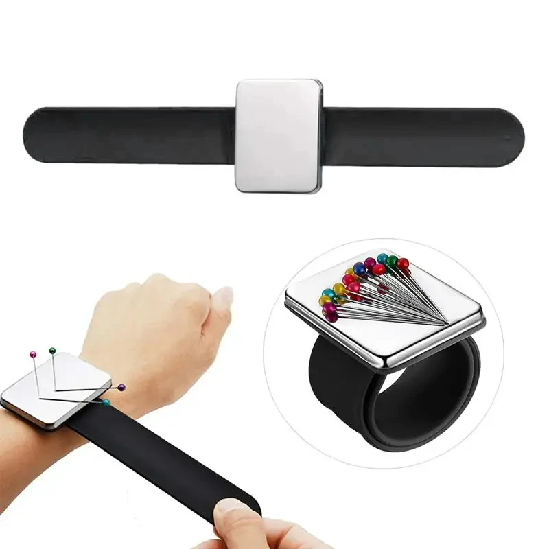 Magnetic Sewing PinCushion Wrist Needle Pad Safe Bracelet Pin Cushion Storage Sewing Pins Wristband Pin Holder 4 Colors