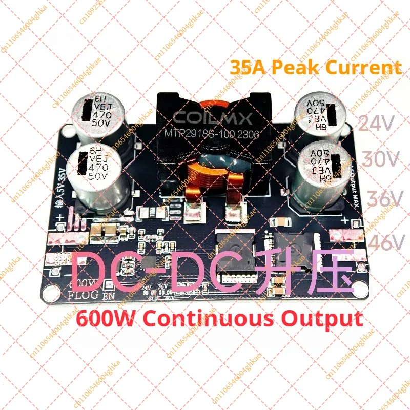 600W High-Power Synchronous DC-DC Boost Module, 5-35V to 24-46V Step-Up Converter