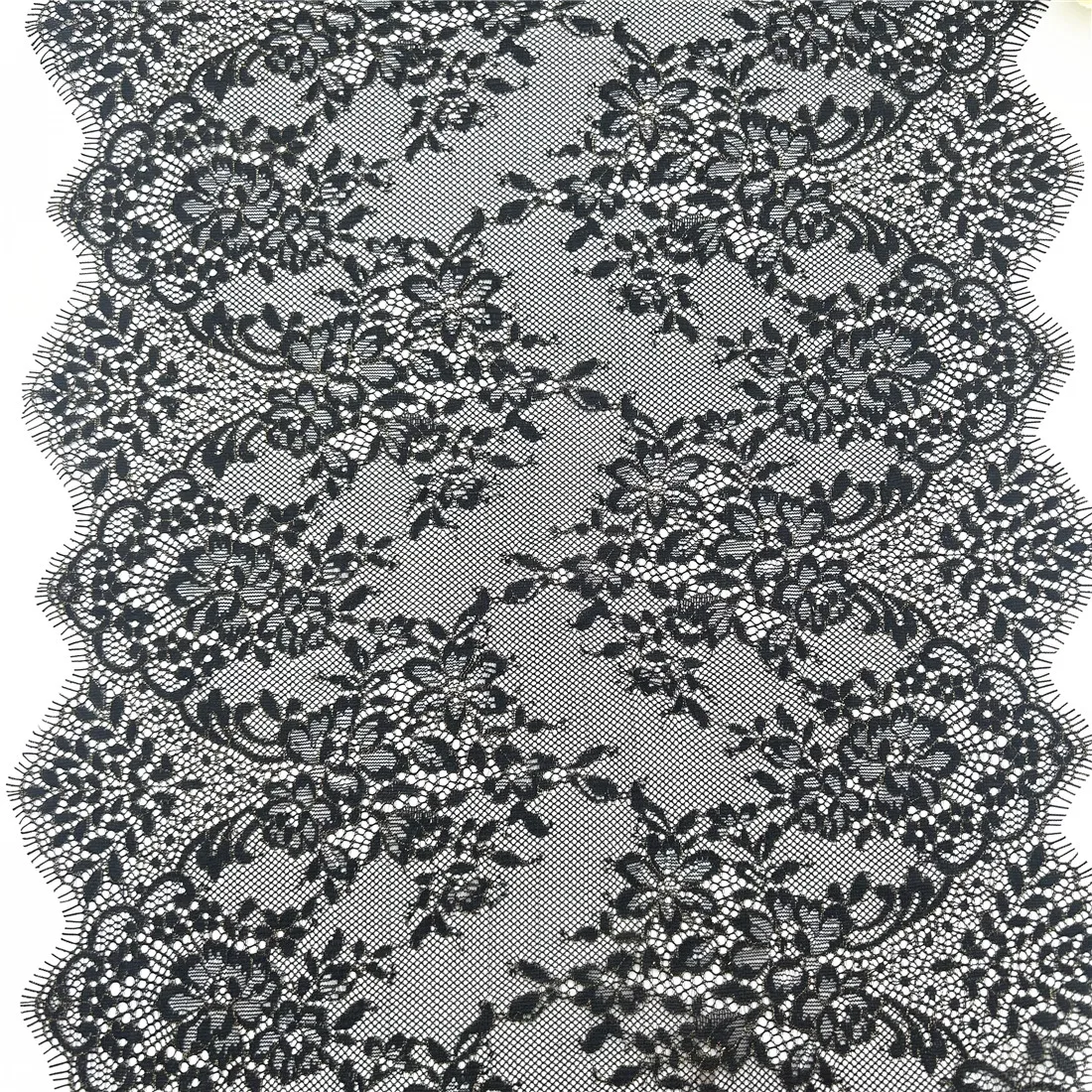 3M/Lote, 30cm de Largura, Renda Preta com Dourado para Cílios, Acessório para Vestido, Tecido para Artesanato DIY, Costura e Vestuário
