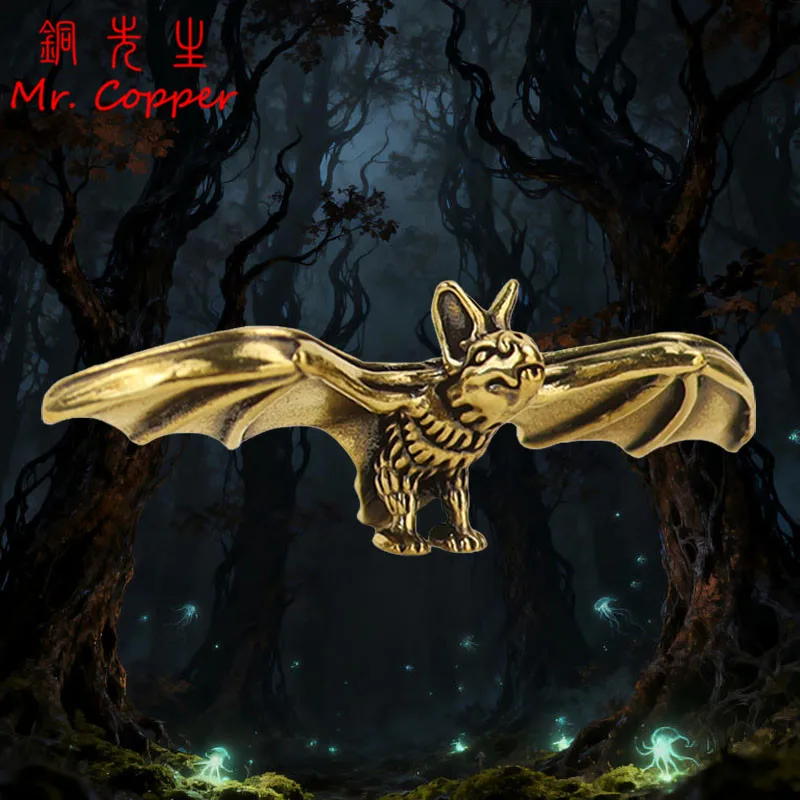 Brass Flying Bat Figurines Miniatures Desktop Ornaments Vintage Handicraft Home Decorations Crafts Micro Landscape Accessories