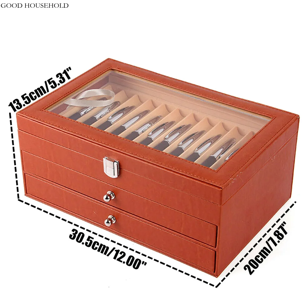 Imagem -06 - Leather Fountain Pen Storage Display Case 36 Slots Capacidade Drawer tipo Flanela Organizer Box Presente de Luxo para Família e Amigos