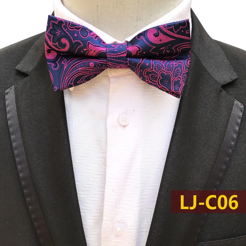 

12*6CM Korean Version Fashion Man's Floral Striped Plaid Paisley Polyester Bowtie for Business Banquet Neckties Wholesale