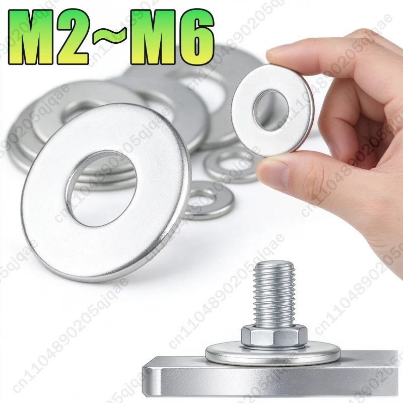 5-300pcs Carbon Steel White Zinc Plated Large Flat Washers Plain Gasket Washer for Bolt Screw Fastening M2 M2.5 M2.6 M3 M4 M5 M6