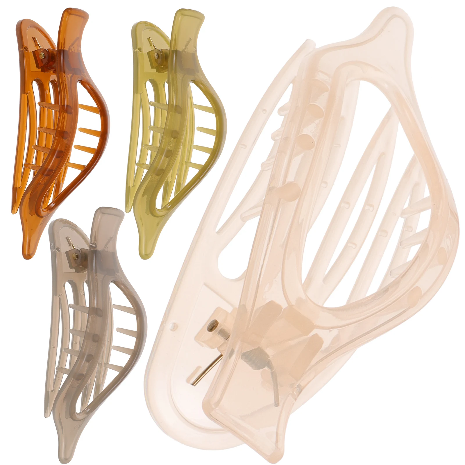

4pcs Acrylic Clips Women French Curved Claw Decorative Barrettes Green Accessories Styling Sectioning Non Slip Sturdy