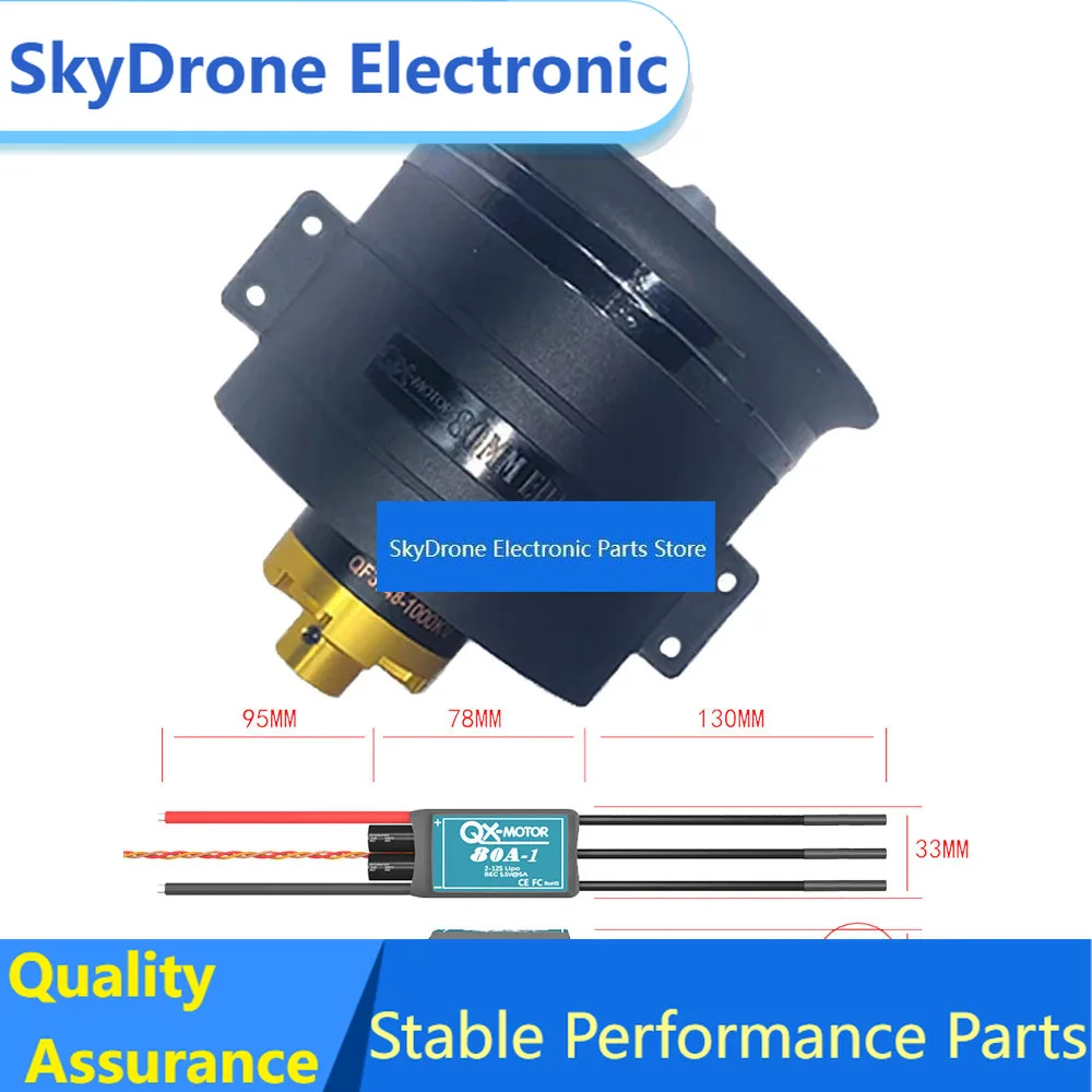 SkyDElQX-MOTOR 80mm EDF 1000kv 12-blade Fan 12s QF3748 Brushless Motor Use 80A ESC For Jet Aircraft Model Accessories