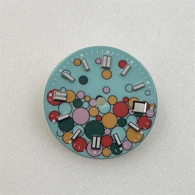 

Циферблат NH35, 28,5 мм, циферблат NH34, зеленый светящийся механический дайверский часов, аксессуары, цветной пузырьковый циферблат, логотип S для циферблата Seiko