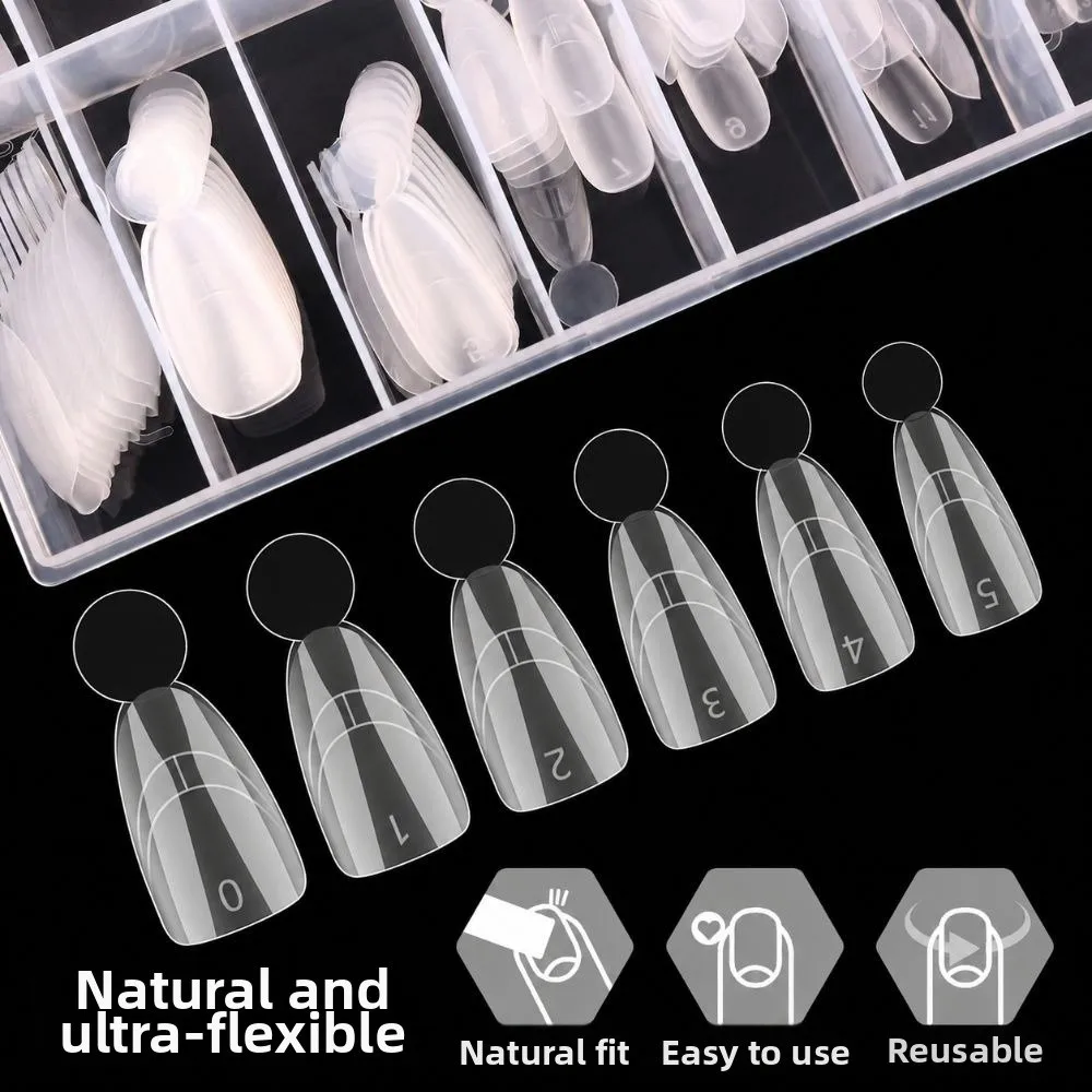 14 Sizes French Nail Dual Forms with Inner French Line Quick Extension Full Cover Dual Nail Molds Reusable