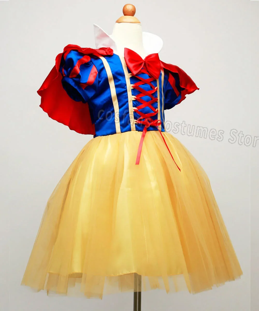 2025 Robe de princesse blanche-neige pour filles, Costume avec Cape, couvre-chef, Halloween, carnaval, fête d'anniversaire