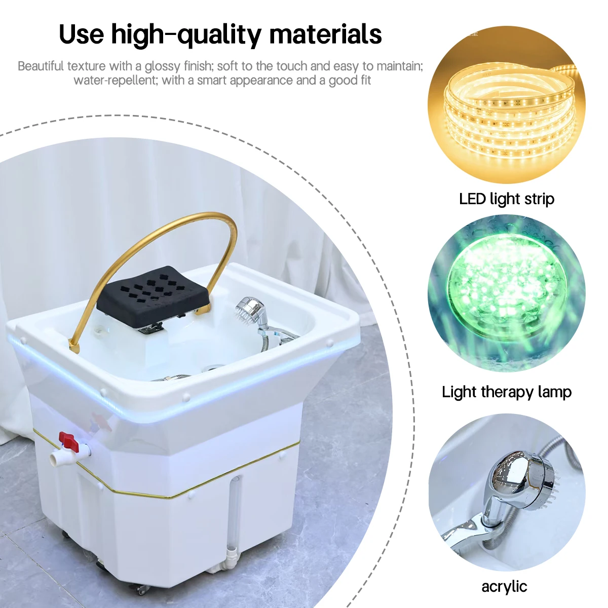 حوض شامبو محمول بنموذج عادي ياباني، حوض شامبو للشعر والرأس، حوض شامبو سبا